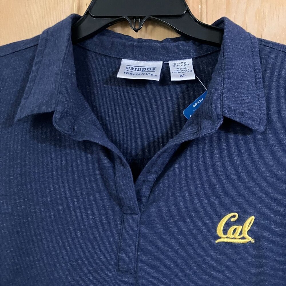 Campus Womens Cal Berkeley Embroidered Henley Polo Shirt Size XL Blue SP NWT - Picture 5 of 10